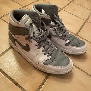 Nike Jordan Men's High-Top Gray and White Sneakers